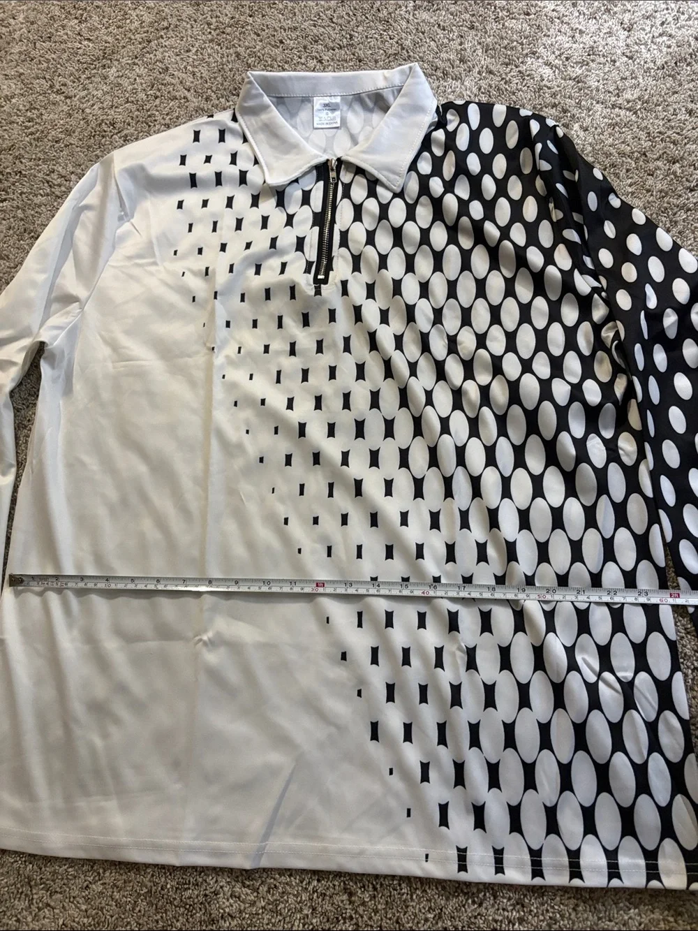 Long-Sleeve Black & White Zip-Collar Swim Rash Guard